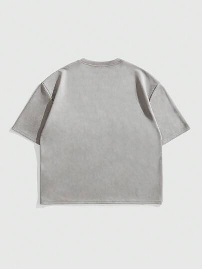 Prep Camiseta casual de estilo jersey de fútbol con cuello redondo, manga corta y gráfico numérico, hecha de tela para hombres