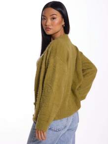 MUSERA Button Up Mohair Knit Cardigan