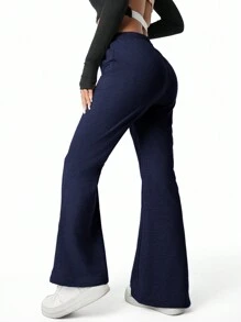 SHEIN Sparklyn Teen Girl Casual Fashion Drawstring Waist Fitted Flared Sweatpants