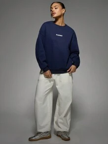 Missguided x Playboy Magazine Cover Print Sweatshirt Vintage Editorial Collection Retro Fashion Streetwear Collectible Graphic Design Statement Piece Urban Style Classic Cover Art - Navy Blue - View 3