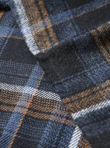 Manfinity Homme Giacca camicia casual da uomo con bottoni frontali, maniche lunghe e tasche, a quadri