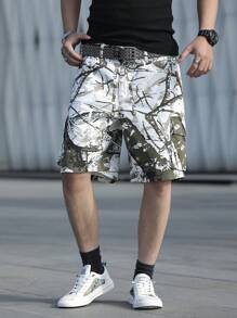 Manfinity Roghcode Men's Casual Tree Branch Print Utility Pockets Denim Shorts - Multicolor - View 7