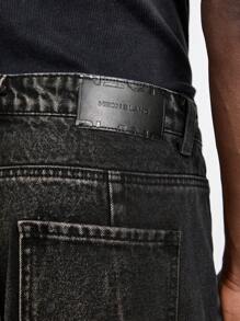 NEON BLANC 男士街头风格牛仔阔腿七分裤，街头潮流服饰 - 黑色 - 查看 5