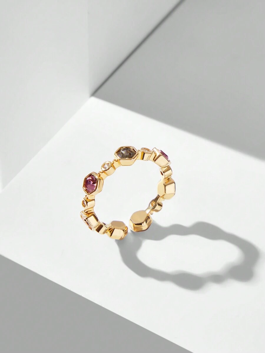 MOTF PREMIUM ANILLO DE MODA CON FORMA DE ROMBO Y STRASS - Multicolor - Ver 1