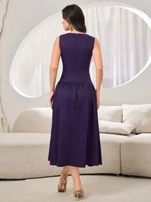Modelyn Vestido elegante de unicolor sin mangas para mujeres
