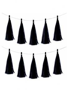 SHEIN 5pcs/Bag Colorful Tissue Tassel Banner, Tissue Ribbon Tassel Party Background Hanging Decoration, Suitable For Weddings, Birthdays, Single Lady, Parties
