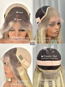Honey Blonde Highlights P18/613 Straight 13X4 Lace Front Wig human hair Pre Plucked With Baby Hair 180% Density High density