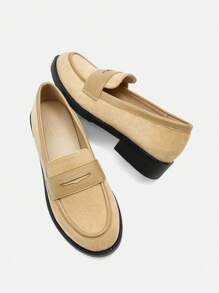 CUCCOO BIZCHIC Dames abrikoos & gouden decor casual instappers met platte loafers, comfortabel voor woon-werkverkeer