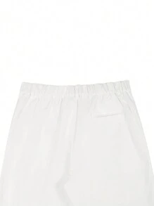 Manfinity Mode Manfinity Men's Solid Color Simple Slim Fit Stylish Casual Shorts, White Men Shorts, Valentine Day Men - White - View 6