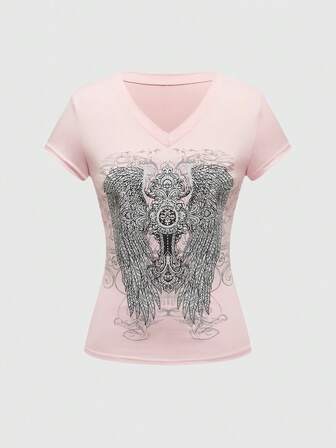 J-Fashion Y2k Cyber Grunge Lässig Damen T-Shirt, minimalistischer Modestil, Alltagskleidung