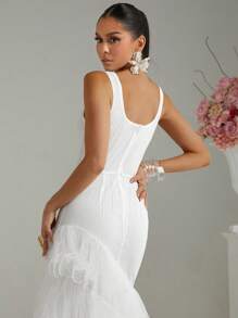 Lumalex 春季情人节甜美美情人装圣瓦伦丁情人节复活节婚礼订婚成人礼高腰高端派对季超长女装连衣裙 - 酒紅色 - 查看 5