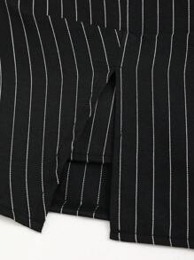 Sweetra Women's Striped High Waist Fitted Mini Skirt, Sexy Cutout Casual Clubwear Flared Pleated A-Line Skirt, Versatile For Summer - Black - View 3