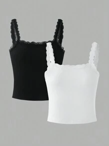 SHEIN Sweetra Young 女童和青少年休闲无袖上衣和短裤 2 件套，夏季 - 彩色 - 查看 1