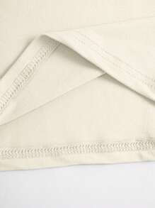 INAWLY 大码女式 T 恤，简约图案印花，休闲时尚，适合夏季日常穿着 - 杏色 - 查看 4