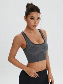 SHEIN Sport Studio Canotte sportive da donna di colore tinta unita, stile minimalista, moda casual, per uso quotidiano