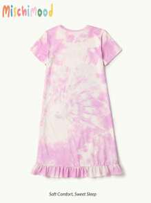 Camisón largo de manga corta con cuello redondo y estampado gráfico de unicornio para niñas preadolescentes, camisón de princesa para dormir, camisón de niña pequeña, camisón pijama para chicas