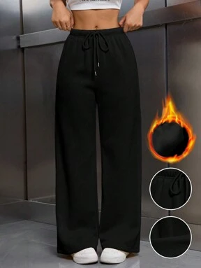 Chiquease سراويل نسائية سايب صنعت من خصر مطاطي مع بندقية وبطانة حرارية فضفاضة