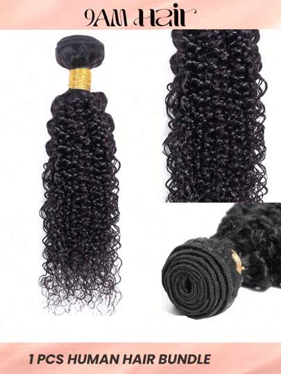 1pc Kinky Curly Natural Black Color Human Hair Bundles 1 Bundle Hair Extension Hair Weave Double Weft Bundles Extension