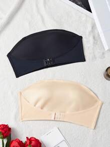 2pcs/Set Plus Size Women's Minimalist Wireless Bras, Comfortable Bralette - Multicolor - View 1