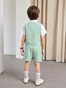 2pcs/Set Young Boy Formal Green Suit