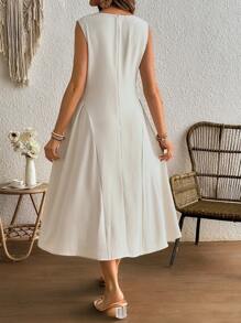 SHEIN Elegant Round Neck Sleeveless Ruched Design Dress Maternity Dress