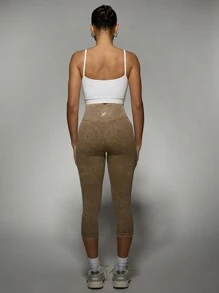 MISSGUIDED Ribbed Knit Capri Leggings High Waisted Compression Athletic Yoga Pants Seamless Workout Bottoms Ultra Stretch Running Exercise Fitness Activewear