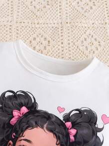 SHEIN 年轻女孩时尚街头时尚可爱迷彩紧身裤和运动套装 - 白色 - 查看 7