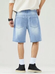Manfinity Hypemode Men's Loose Casual Bermuda Distressed Denim Shorts With Pockets
