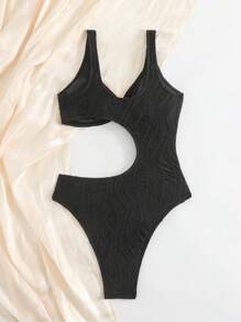 Swim SXY Springbreak 女士性感度假休闲派对夏季海滩纯黑色无线连体泳衣