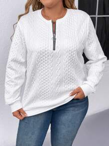 INAWLY Plus Size Women Jacquard Padded Zip-Up Long Sleeve Sweatshirt Pullover Fall Outfit