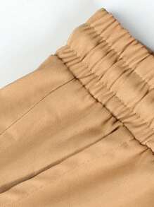 Manfinity Homme Men's Letter Print Drawstring Waist Pocket Casual Pants, Streetwear, Fall - Khaki - View 7