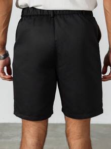 Manfinity Mode Men's Solid Color Patchwork Front Button Pocket Simple Casual Shorts, Daily Wear