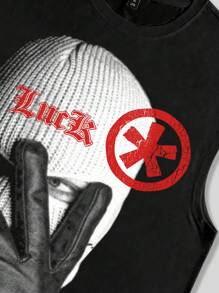 ROMWE MEN Street Life Summer Casual Graphic Men'S Street Letter & Figure Print Round Neck Casual Top - Black - View 3