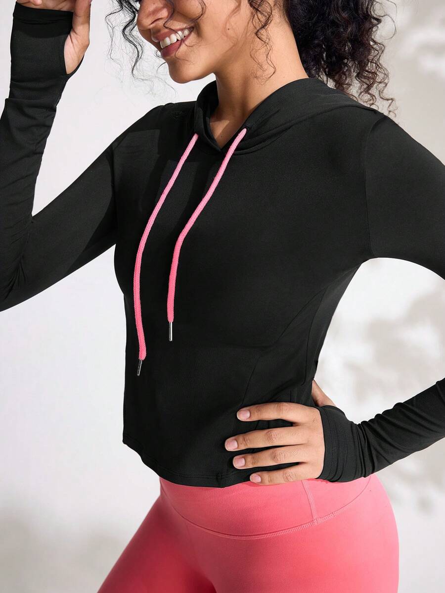 SHEIN Sports XH048 Breathable Sports Yoga Tee, Slim Fit Running Outdoor T-Shirt - Black - View 1