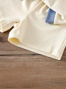 SHEIN Vintaside Kids 2pcs/Set Toddler Boys' Knitted Casual Minimalist Polo Collar Cardigan & Short Sleeve T-Shirt & Shorts Set, Suitable For Daily Wear, Outdoor Sports, Leisure Travel, Vacation,Kid Clothes,Toddler Clothes, Baby Outfit, Infant Baby Boys Outfits, 6M-3T - Multicolor - View 8