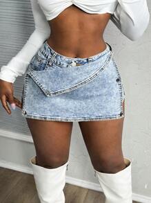 Slaydiva Women's Denim Shorts Sexy Tight Stretch Culottes Blue Shorts Summer Outfits For Women Valentines Summer