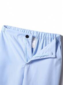 SHEIN 2-delige outfit voor heren van tienerjongens - lichtgewicht blazerjack in lichtblauw met contrasterende rand en broek, elegant formeel pak voor lente/zomer, verjaardagsfeestje, evenement, bruiloft, afstuderen
