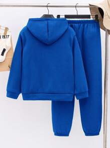 SHEIN Tween Boys Back To School Outfit, Includes Oversized Hoodie Sweatshirt And Jogger Pants, Versatile For School, Commuting, Daily Casual And Activewear
