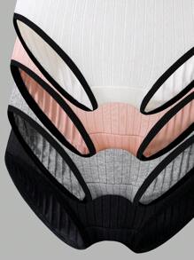 8 peças Conjunto de Roupas Íntimas de Algodão de Textura Sólida para Meninas, Pré-adolescentes