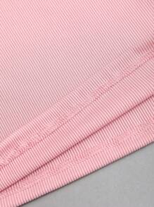 Sweetra Women's Round Neck Color Block Bowknot T-Shirt Set, Black And Pink