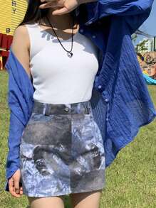 DAZY Effen kleur damesblouse met lange mouwen en knoopsluiting aan de voorkant, casual, alledaagse kleding