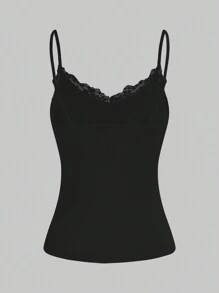 SHEIN Essnce 女性頂部包裝花邊吊帶3入組/套夏季休閒蕾絲緊身拼接背心，內置胸罩頂部，適用於假期 - 彩色 - 查看 6