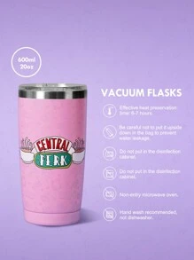 FRIENDS X SHEIN Cốc giữ nhiệt in chữ Gradient 20oz, Cốc xe hơi, Quà tặng - Hồng - Xem 3