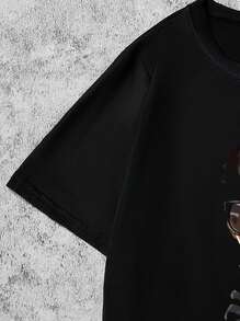 Coolqubz Áo thun cổ tròn tay ngắn in hình nhân vật hoạt hình & quần short bộ đồ thường ngày cho bé trai tuổi teen - màu đen - Xem 3