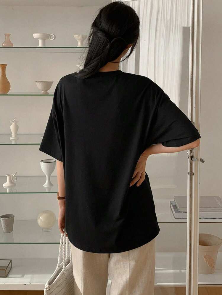Lace Bow Decor 2 In 1 Women's Round Neck Casual T-Shirt Cute Tops Oversized T-Shirt,Graphic Tees
