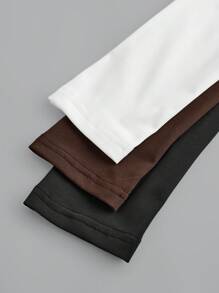 3pcs/Set Elegant Casual Solid Color All-Match Fitted Long Sleeve T-Shirt Combo For Teen Girl, Multi-Color, Versatile