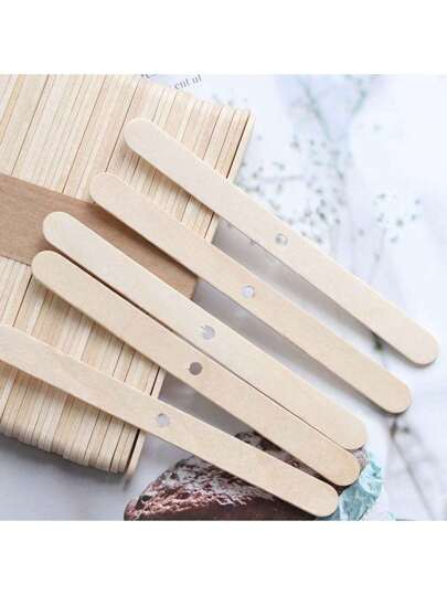 5/25/50/100/250 pezzi Portacandela in legno con anima di cera, supporto in legno per anima di cera con foro, 4,49"*0,39"