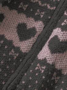 Sunnyshic Retro Cute Snow Flake Printed Hooded Cardigan Sweater, Warm For Autumn/Winter