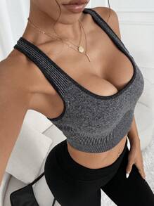SHEIN Sport Studio Canotte sportive da donna di colore tinta unita, stile minimalista, moda casual, per uso quotidiano