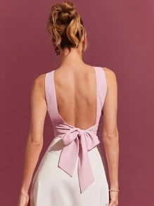 L'Amorae 情人节无袖系带褶皱上衣，女士夏季服装